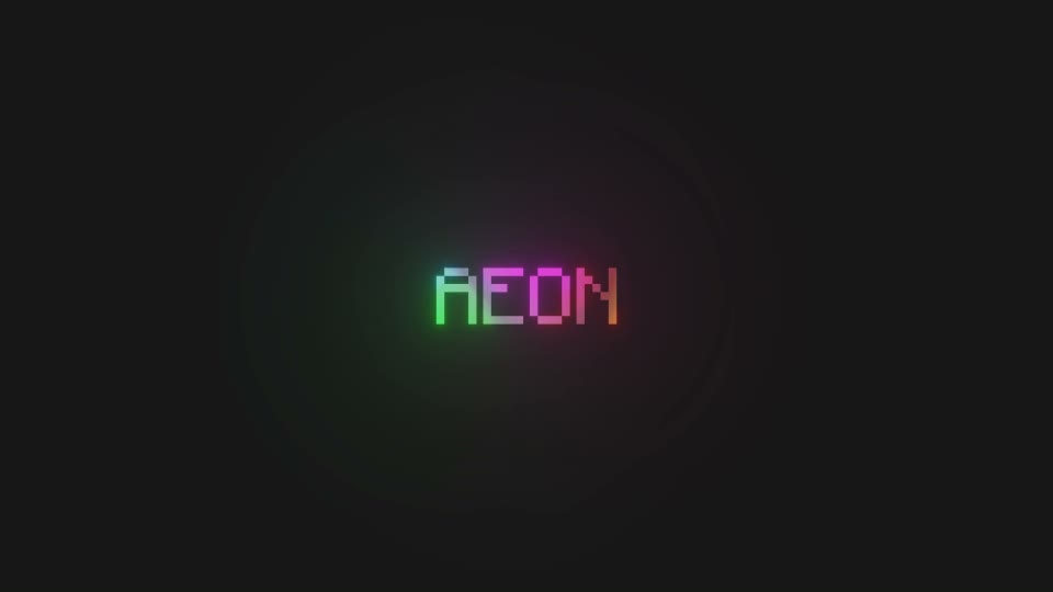 AEON pixel lettering with a colour gradient