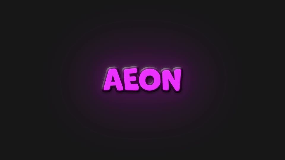 AEON lettering in luminous purple